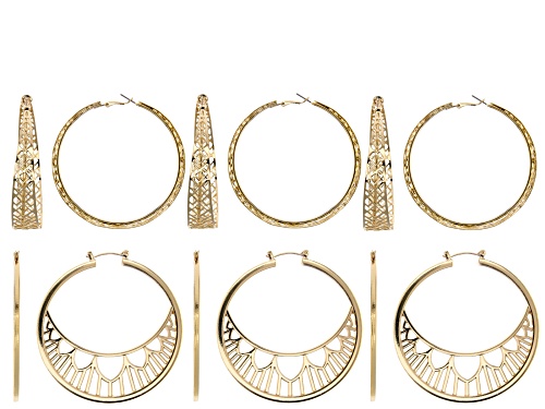 Filigree Earring Foundation Set of 6 Pairs in 2 Styles in Gold Tone