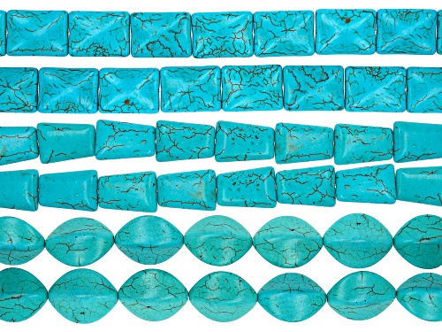 Turquoise Simulant Assorted Shapes and Sizes Set of 6