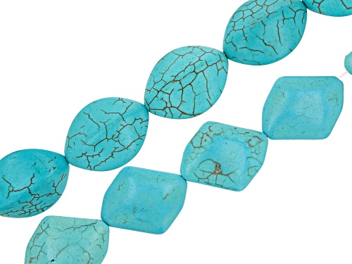 Turquoise Simulant Leaf Shape & 4 Sided Oval Bead Strand Set of 2