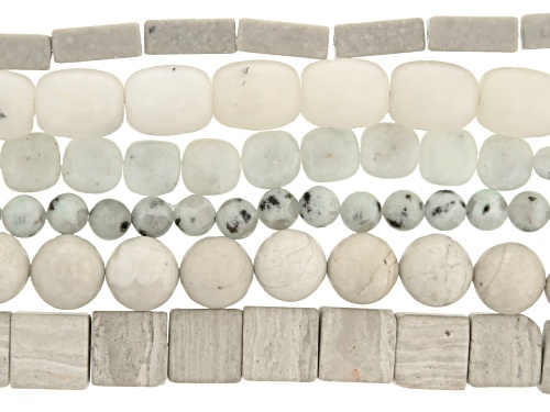 Light Neutrals Agate and Chalcedony 1 lb. Bead Strand Mix of Assorted Shapes & Sizes