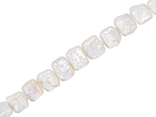 White Freshwater Pearl 3-4mm Flat Square Bead Strand