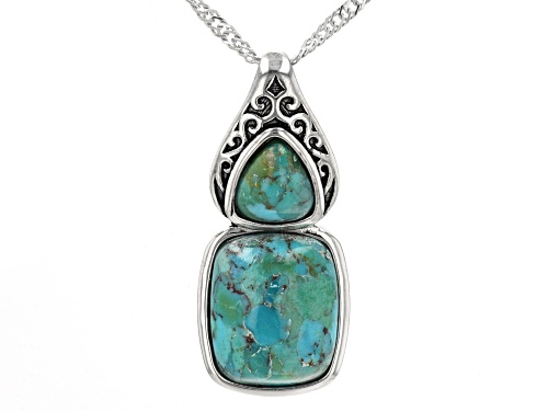 Photo of Multi-Size Turquoise Rhodium Over Sterling Silver Pendant With Chain
