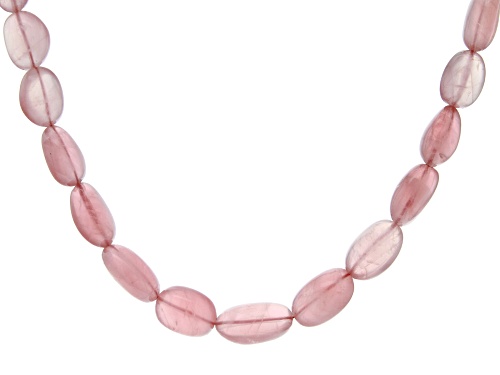 Photo of MADAGASCAN ROSE QUARTZ APPROX 10x8MM TO 20X13MM FREE FORM NUGGET GRADUATED BEAD NECKLACE 24 INCHES - Size 24