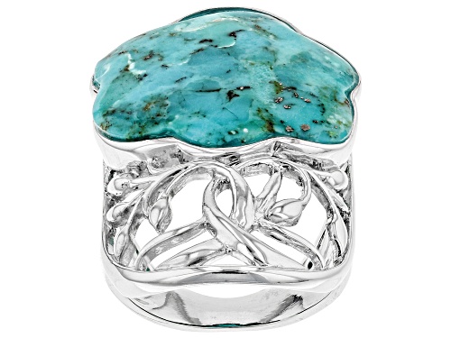 Photo of Free-Form Turquoise Rhodium Over Sterling Silver Ring - Size 6