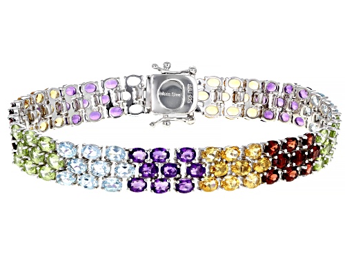 18.13ctw Multi Stone Rhodium Over Sterling Silver Bracelet - Size 8.25