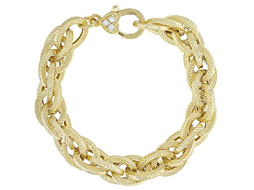 Photo of Judith Ripka Bella Luce® Diamond Simulant Accents 14k Gold Clad Tripla Rolo Link Verona Bracelet - Size 8.25