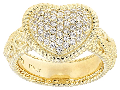 Judith Ripka Bella Luce® Diamond Simulant 14k Gold Clad Verona Heart Ring - Size 10
