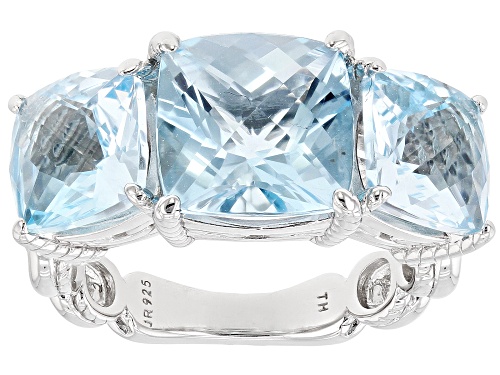 Judith Ripka Sky Blue Topaz Rhodium Over Sterling Silver Amelia Three Stone Ring - Size 10