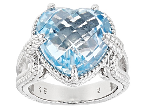 Judith Ripka Heart Shaped Sky Blue Topaz Rhodium Over Sterling Silver Solitaire Amelia Ring - Size 9