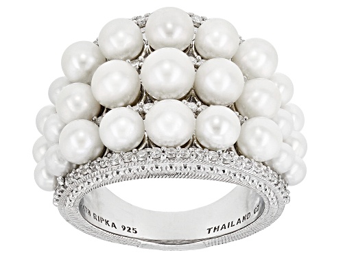 Judith Ripka Cultured Freshwater Pearl and Bella Luce® Rhodium Over Sterling Silver Colette Ring - Size 5