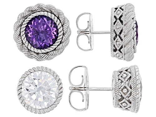 Judith Ripka Amethyst and Bella Luce® Rhodium Over Silver Interchangeable Earrings and Jacket Set
