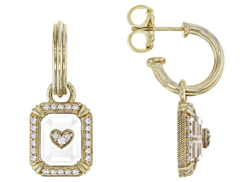 Judith Ripka Rock Crystal Quartz with Pave Bella Luce® Diamond Simulant 14k Gold Clad Amour Earrings