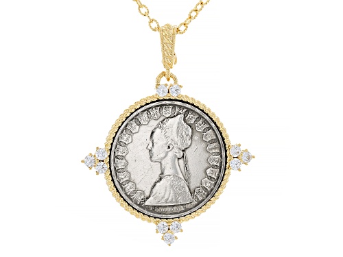 Judith Ripka 1.00ctw Bella Luce® 14k Gold Clad Verona Genuine Italian 500-Lira Silver Coin Enhancer