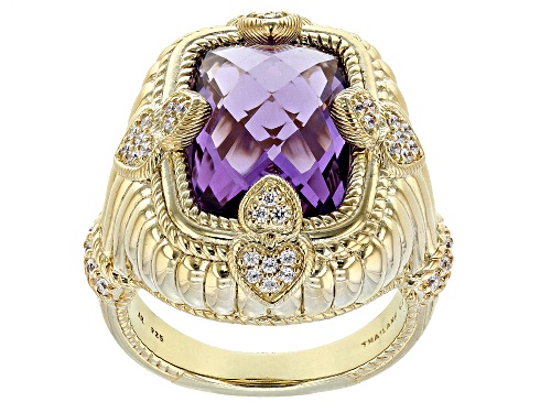 Judith Ripka 5.38ctw Amethyst and Bella Luce® Diamond Simulant 14k Gold Clad Amour Ring - Size 10