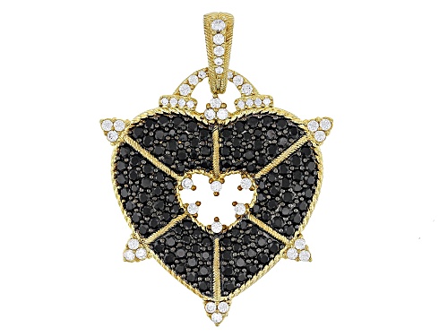 Judith Ripka 4.91ctw Black Spinel & Bella Luce®  14k Gold Clad More Is More Heart Enhancer