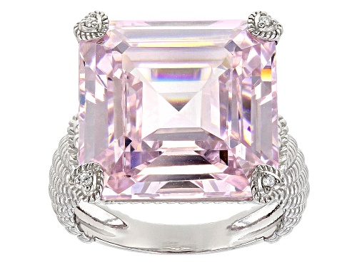 Judith Ripka 33.86ctw Pink & White Bella Luce® Diamond Simulant Rhodium Over Silver Montana Ring - Size 6