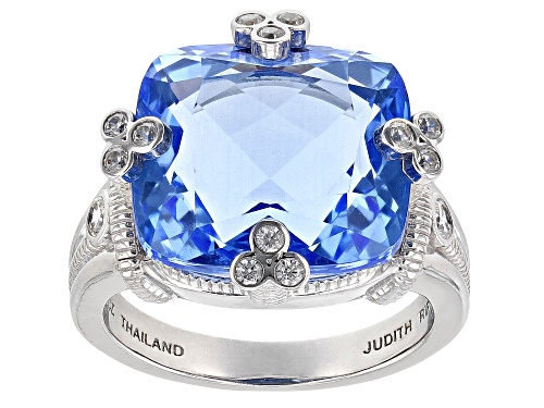 Judith Ripka 11.73ctw Lab Blue Quartz & Bella Luce® Rhodium Over Sterling Silver Olivia Ring - Size 9