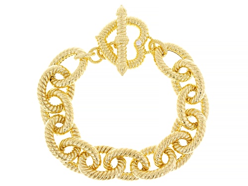 Judith Ripka 0.11ctw Bella Luce® Diamond Simulant 14k Gold Clad Verona Heart Toggle Bracelet - Size 8.75