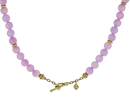 Judith Ripka Milky Kunzite, & 0.58ctw Multi-Gemstone 14k Gold Clad Casablanca Loop & Toggle Necklace - Size 18
