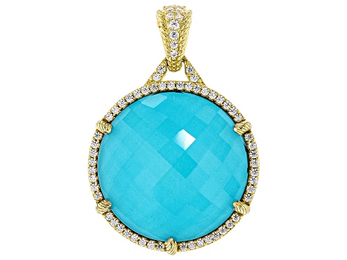 Judith Ripka 28mm Turquoise Simulant Doublet With 1.70ctw Bella Luce® 14k Gold Clad Eclipse Enhancer