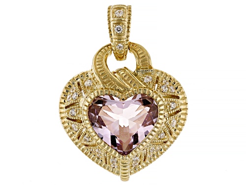 Judith Ripka 4.19ctw Pink Amethyst & Bella Luce®  14k Gold Clad Estate Heart Enhancer