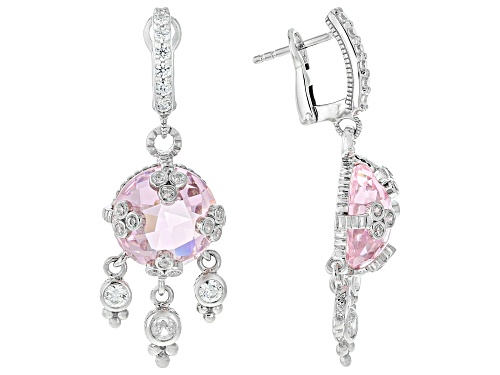 Judith Ripka 25.75ctw Pink & 2.29ctw White Bella Luce® Rhodium Over Sterling Silver Olivia Earrings