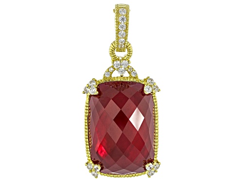 Judith Ripka 23.85ct Lab Created Ruby Doublet With 0.75ctw Bella Luce® 14k Gold Clad Monaco Enhancer