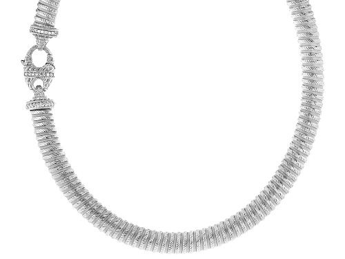 Judith Ripka 0.58ctw Bella Luce® Rhodium Over Sterling Silver Verona Tubogas Necklace - Size 20