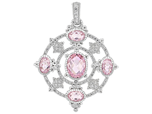 Judith Ripka 19.02ctw Pink & 2.09ctw White Bella Luce® Rhodium Over Silver Garland Enhancer