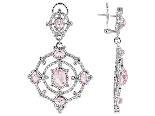 Judith Ripka 21.07ctw Pink & 3.05ctw White Bella Luce® Rhodium Over Sterling Silver Garland Earrings