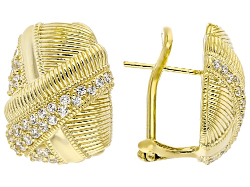 Judith Ripka Pave 1.64ctw Bella Luce® Diamond Simulant 14k Gold Clad Jubilee Shield Earrings