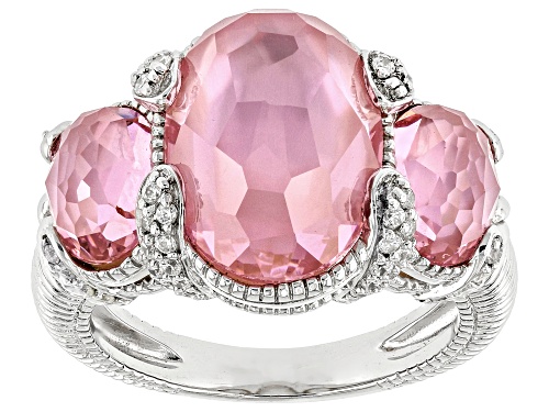 Judith Ripka Mother-of-Pearl Doublet With 0.50ctw Bella Luce® Rhodium Over Silver Glacier Ring - Size 7