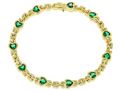 Judith Ripka 4.95ctw Heart Shape Emerald Simulant 14k Gold Clad Romance Bracelet - Size 8