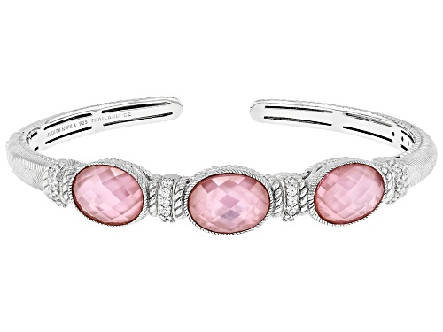 Judith Ripka Mother-of-Pearl Doublet 0.50ctw Bella Luce® Rhodium Over Silver Loopty Loo Bracelet - Size 6.75