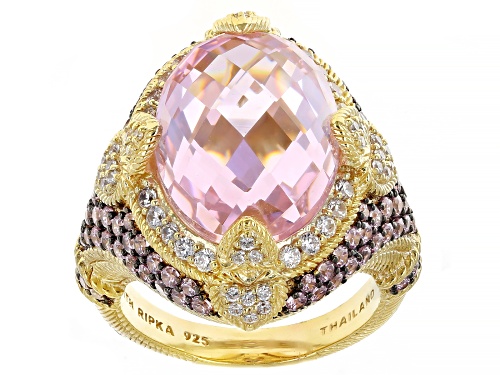 Judith Ripka 20.55ctw Pink & 0.76ctw White Bella Luce® 14k Gold Clad Amour Ring - Size 9