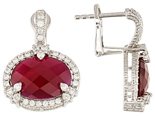 Judith Ripka 8.46ctw Lab Ruby Doublet & 1.63ctw Bella Luce® Rhodium Over Silver Monaco Earrings
