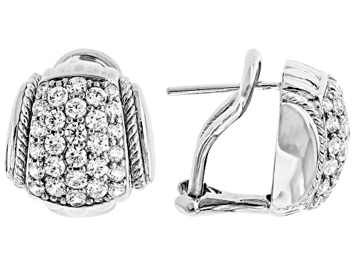 Judith Ripka 2.10ctw Bella Luce® Rhodium Over Sterling Silver Haute Pave Shield Earrings