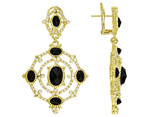 Judith Ripka Black Onyx With 3.05ctw Bella Luce® Diamond Simulant 14k Gold Clad Garland Earrings