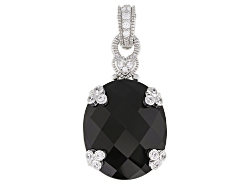 Judith Ripka 23x19mm Black Onyx With 0.60ctw Bella Luce® Rhodium Over Silver Olivia Enhancer