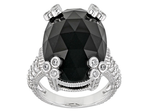 Judith Ripka 21x15mm Black Onyx With 1.23ctw Bella Luce® Rhodium Over Silver Olivia Ring - Size 10