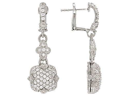 Judith Ripka 2.38ctw Bella Luce® Diamond Simulant Rhodium Over Sterling Silver Fleur Epoch Earrings