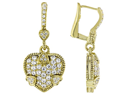 Judith Ripka 1.75ctw Bella Luce® Diamond Simulant 14k Gold Clad Lola Heart Drop Earrings