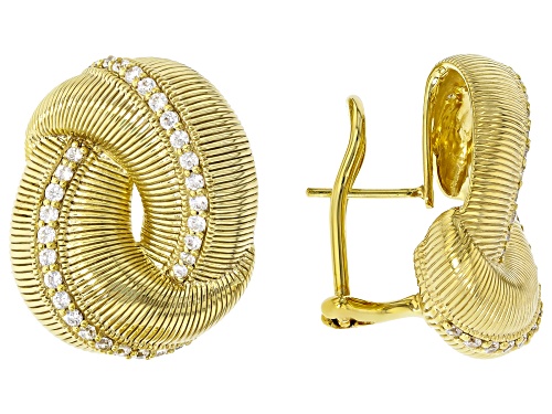 Judith Ripka 1.45ctw Round White Bella Luce® 14k Gold Clad Town & Country Twist Earrings
