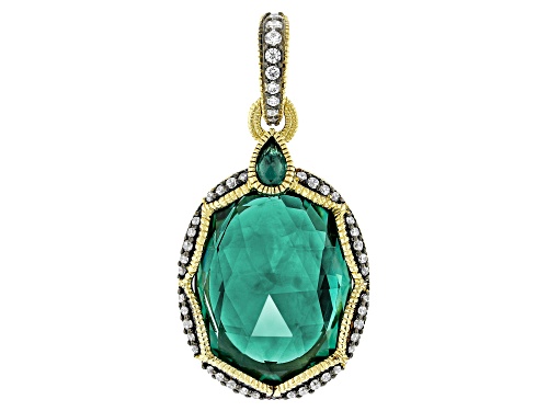 Judith Ripka 13.02ctw Lab Created Green Quartz & Bella Luce® 14k Gold Clad Marrakesh Enhancer