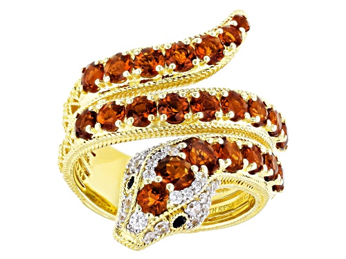 Judith Ripka 2.97ctw Madeira Citrine, Black Spinel & Bella Luce® 14k Gold Clad Stella the Snake Ring - Size 6