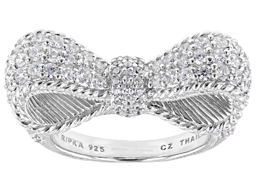 Judith Ripka 2.41ctw Round Bella Luce® Rhodium Over Sterling Silver Haute Bow Ring - Size 8