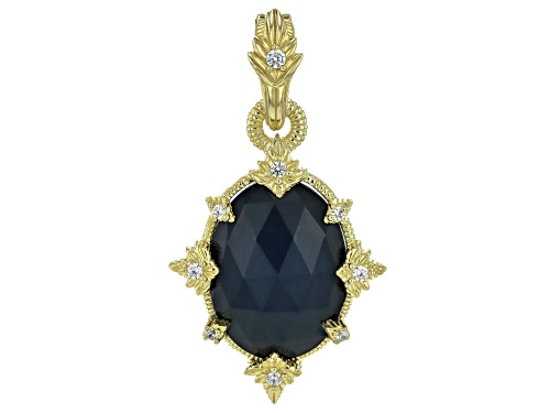 Judith Ripka Lab Blue Quartz Hematine Doublet, 0.33ctw Bella Luce® 14k Gold Clad Starlight Enhancer