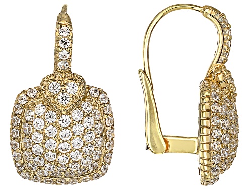 Judith Ripka 3.18ctw Bella Luce® 14k Gold Clad Lola Pave Heart Earrings