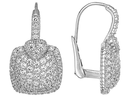 Judith Ripka 3.18ctw Bella Luce® Rhodium Over Sterling Silver Lola Pave Heart Earrings
