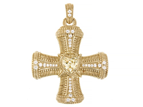 Judith Ripka 4.60ctw Canary & White Bella Luce® 14k Gold Clad Super Romance Maltese Cross Enhancer